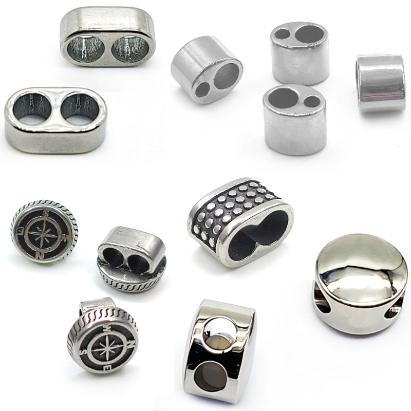 Patent Leather Shine - 4Pcs Stainless Steel Beads Spacers Large