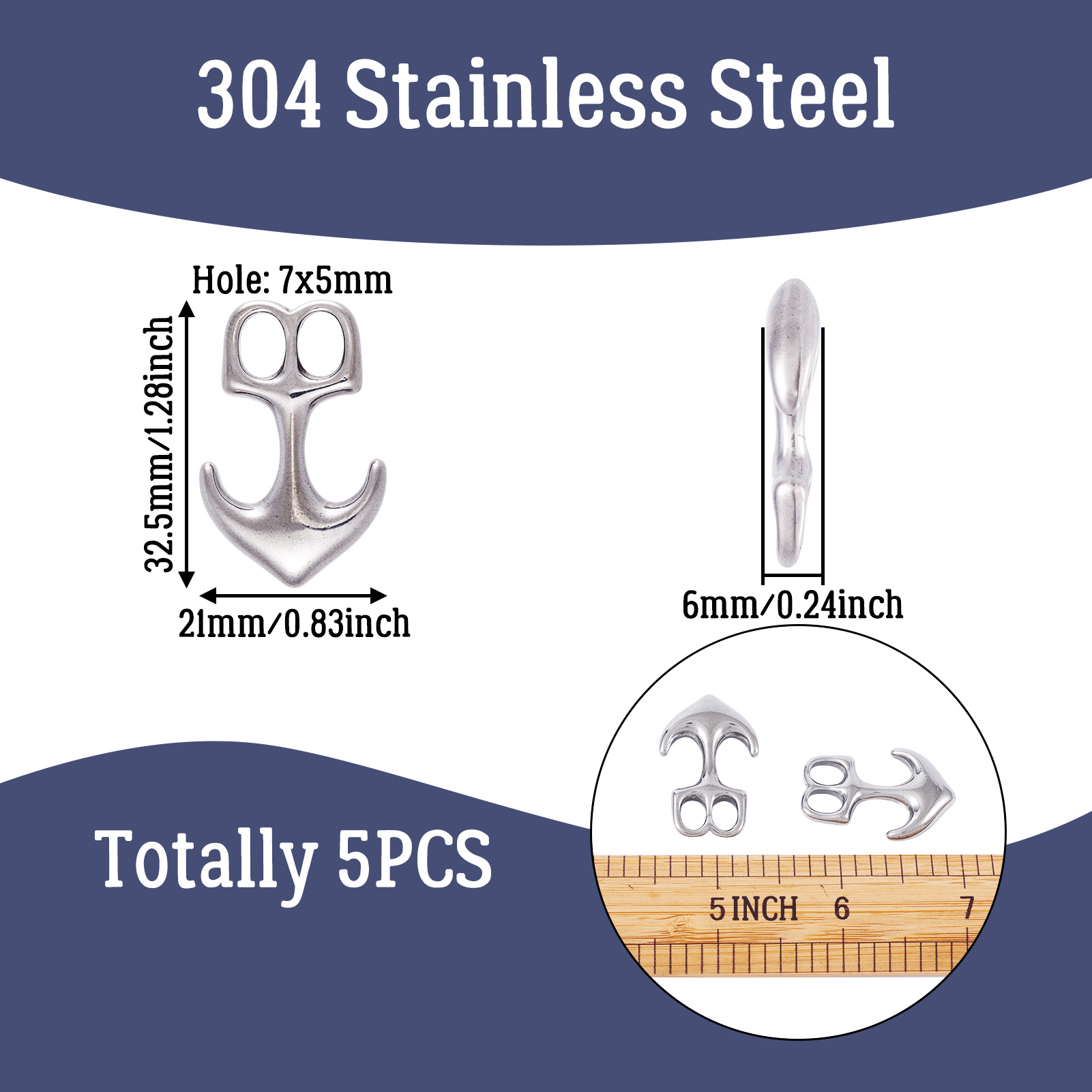 5pcs Anchor Hook Clasps 304 St - огляд і ціна Patent Leather Shine